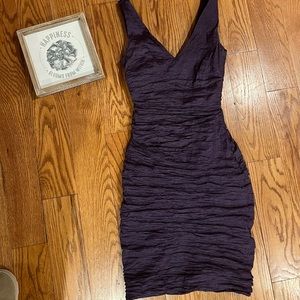 Nicole miller purple fitted cocktail dress